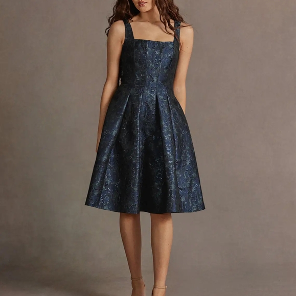 Azazie Dresses & Skirts - Azazie Jackie Nacy Jacquard Pleated Dress Size 22 NWT